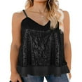 thumbnail image 2 of KEINXS Women Sequin Tops Sleeveless Sparkle Shimmer Camisole Vest Sequin Tank Tops V Neck Clubwear Bright Green XXL, 2 of 6