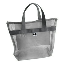 Harlier Mesh Shower Bag with Zipper, 12 x 14Inches Small Portable Toiletry Pool Bag, Shower Bags for Men Women, Gym Bag Essentials, Camping Toiletry Bag (Gray)