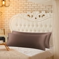 thumbnail image 2 of PiccoCasa 2 Pack Satin Body Long Pillowcases, Jumbo Brown, 2 of 8