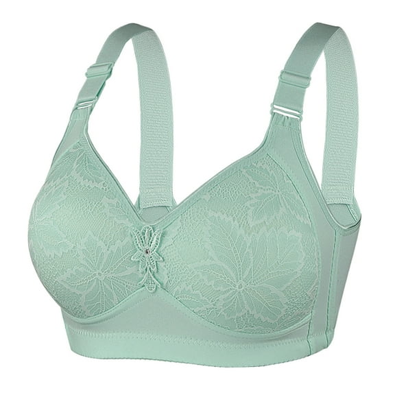 Ersazi Underwire Sports Bras for Women Woman'S Embroidered Glossy Comfortable Breathable Bra Underwear No Rims Green L