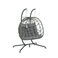 thumbnail image 6 of Oversized 2 Person Egg Chair, Outdoor Garden Large Wicker Egg Basket Lounge Chair with Stand and Cushions for 2, Patio Chaise Basket Egg Chair for Patio Balcony Garden, 6 of 7