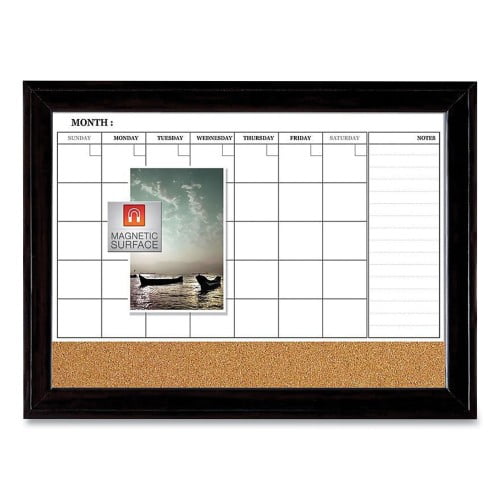 Quartet Magnetic Combination Dry Erase Calendar/Cork Board, 35 x 23,  Natural/White Surface, Black Wood Frame (79284) - Walmart.com