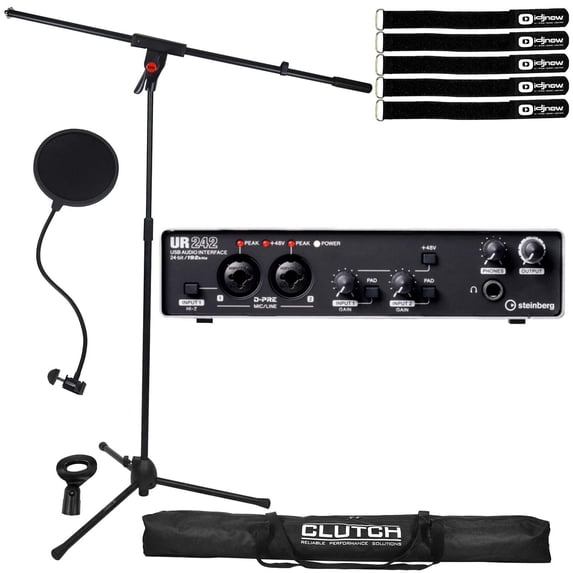 Steinberg UR242 4 x 2 USB 2.0 Audio Interface with Microphone Boom Stand Package
