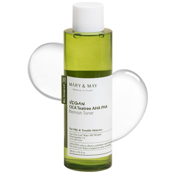 Tónico Mary & May Vegan CICA Tea Tree AHA PHA para imperfecciones, 200 ml