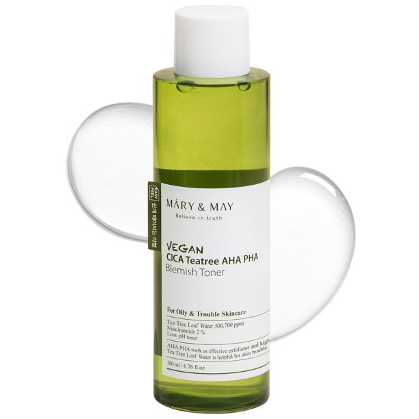 Tónico Mary & May Vegan CICA Tea Tree AHA PHA para imperfecciones, 200 ml