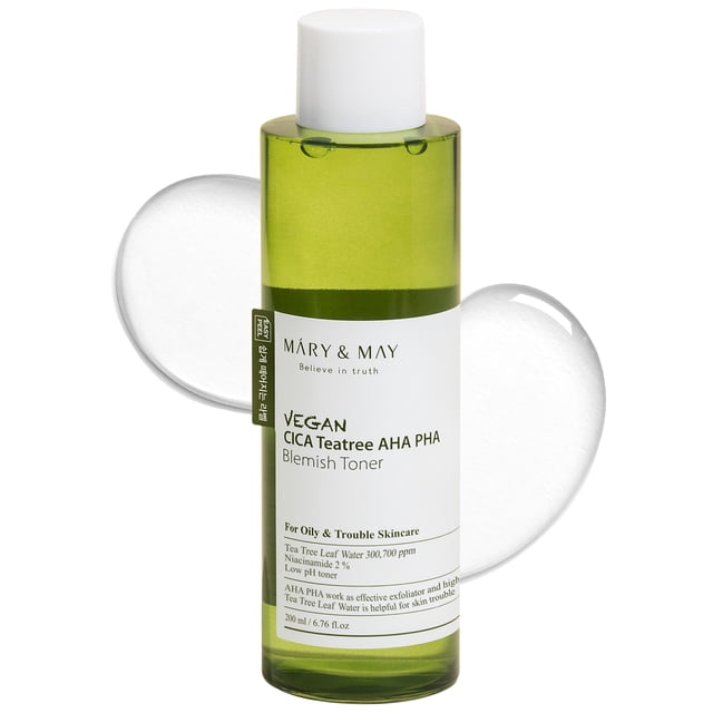 Tónico Mary & May Vegan CICA Tea Tree AHA PHA para imperfecciones, 200 ml