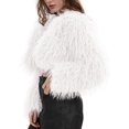thumbnail image 2 of Women Open Front Shaggy Faux Fur Cropped Jacket Long Sleeve Fluffy Feathery Furry Short Coat 100% Polyester Trendy Winter Party Outerwear, 2 of 7