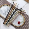 thumbnail image 3 of Xiao Hua Juego de cubiertos de viaje portátil con estuche de acero inoxidable, juego de cubiertos reutilizables para el almuerzo, incluye bolsa de almacenamiento (oro rosa)., 3 of 5