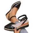 thumbnail image 4 of Black Women'S Casual Pointed Toe Wedge Sandals With Buckle Closed Toe Open Back For Outdoor Adventures Summer Fun, 4 of 9