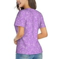 thumbnail image 3 of Xecao Lilac Glittering for Women's V-Neck T-Shirts-Elegant Half-Sleeve Tops Perfect for Summer-X-Large, 3 of 5