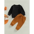 thumbnail image 4 of goowrom Kid Suit Long Sleeve Round Neck Letters Tops Long Drawstring Pants Suit, 4 of 9