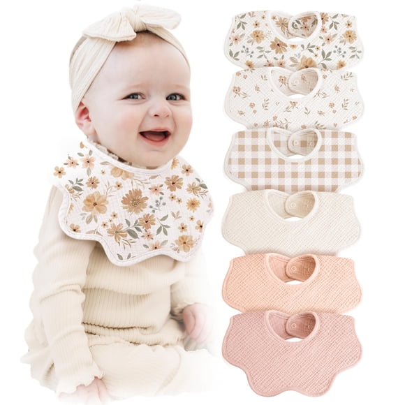 Baberos Konssy de muselina para bebés, 100% algodón absorbente, paquete de 6