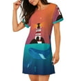 thumbnail image 2 of Lsque Lighthouse and Whale Pattern Nightgowns for Women Sleep Shirts Short Sleeve Nightshirt Pullover Nightdress Soft Sleepwear Relaxed Fit Nightdress, 2 of 6
