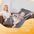 thumbnail image 5 of Baby Swing Indoor and Outdoor, Canvas Hammock Swing for Baby to Toddler with a Comfortable Seat, Macaroon Wooden Toy, Adjustable 5-Point Harness,Gift for Baby Boys Girls, 3 Modes, Dark Grey, 5 of 13