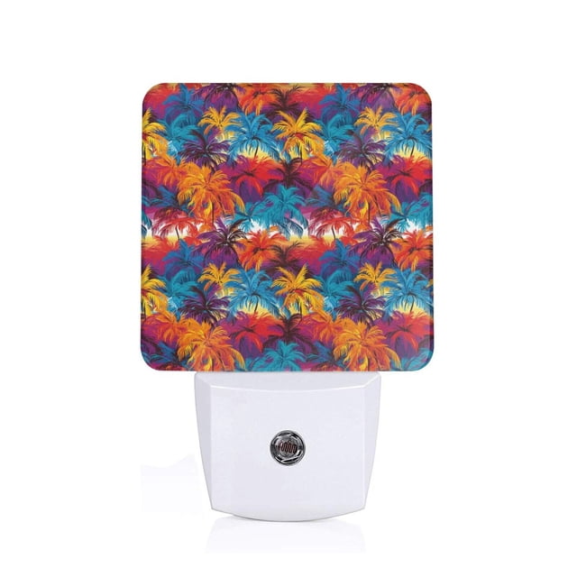 Fotbe Colorful Hawaii Palms Luz Nocturna LED, Luz de Noche con Sensor de Luz Natural de Anochecer a Amanecer, Se Enchufa a la Pared, Blanco Cálido 0.5W-US