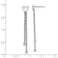 thumbnail image 3 of Finest Gold Sterling Silver Rhodium-Plated Polished Heart Chain Dangle Post Earrings, 3 of 3