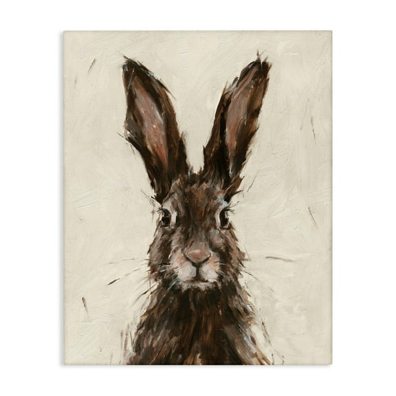 Stupell Industries Brown European Rabbit Hare Portrait Painting Canvas Wall Art Design by Ethan Harper, 24" x 30"
