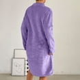 thumbnail image 4 of Arlun Womens Full Zipper Flannel Robes Fuzzy Soft Long Sleeve Loungewear Simple Solid Color Winter Warm Comfortable Sleepwear Casual Loose Knee Length Bathrobe Purple XL, 4 of 8