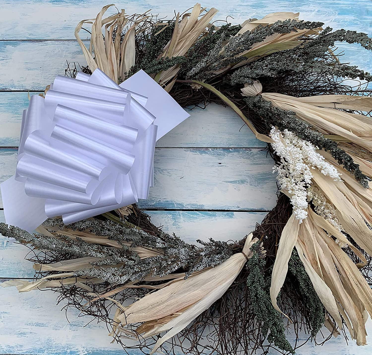 GiftWrap Etc. White Wedding Decorations Pull Bows – 8” Wide, Set of 50, 4th of July, America 250 Anniversary, Reception, Birthday, Big Bows for Trees, Posts, Fences, Veterans Day, School Graduation