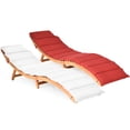 thumbnail image 1 of Costway 2 Pcs Chaise Longue d'Extérieur Pliante en Bois Rouge/blanc Coussin Coussinet Piscine Terrasse, 1 of 9