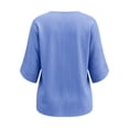 thumbnail image 4 of Neewe Women's Casual 3/4 Sleeve T Shirts Round Neck Tunic Blouses Color Block Basic Tee Tops Loose Fit Summer Shirt, 4 of 6