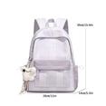 thumbnail image 4 of Cute Aesthetic School Backpack, Spacious Backpack with Pendant, Lightweight Breathable Bookbag for Middle School College (Purple), 4 of 4