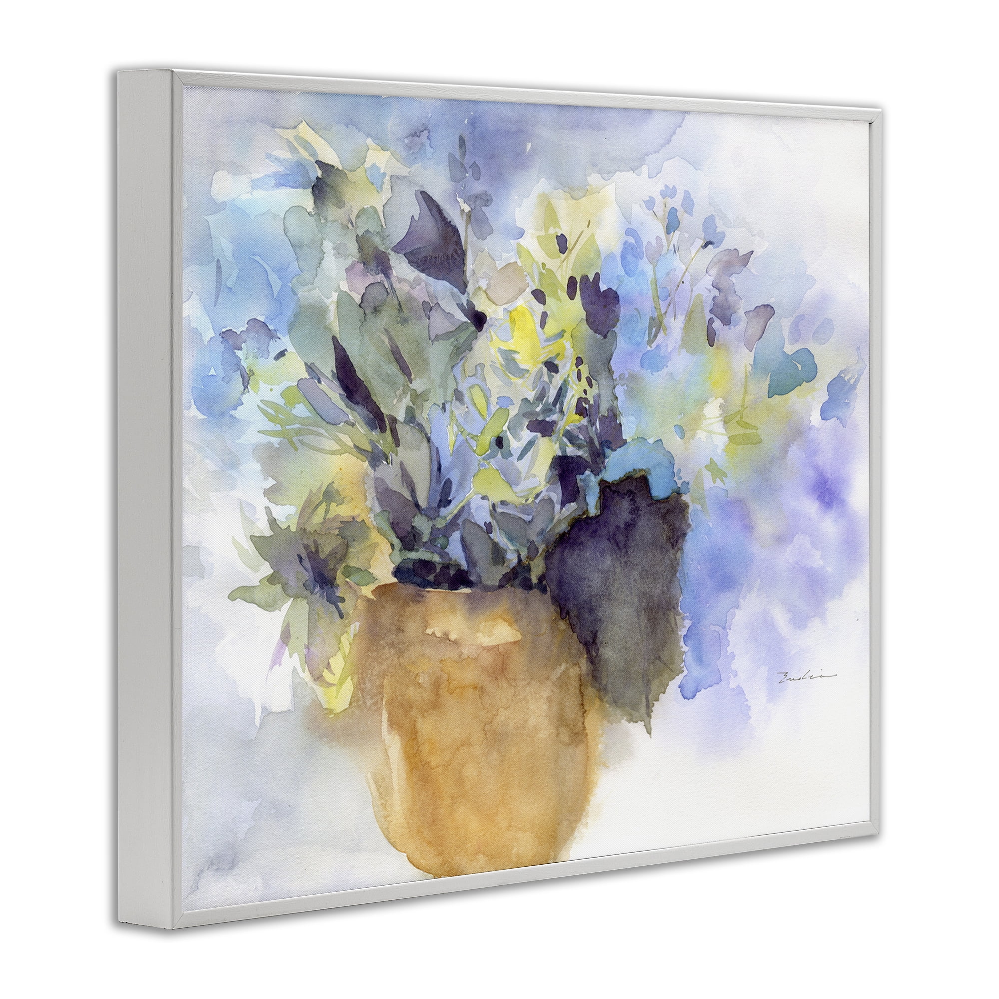 Stupell Industries Watercolor Blue Hydrangea Botanical & Floral Painting White Framed Art Print Wall Art, 20 x 16