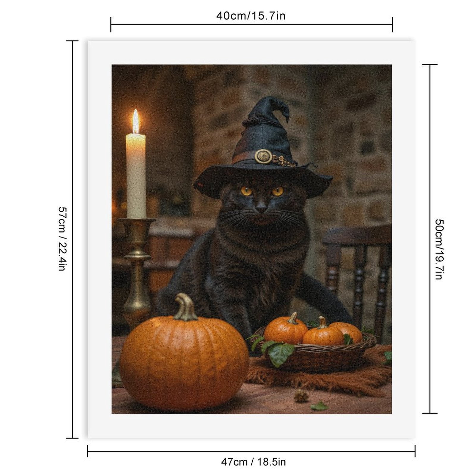 Paint By Numbers Kit for Adults Beginner - DIY Cat Witch Hat Candle Pumpkins Canvas Painting Kits for Adults, Frameless Paint By Number for Adults for Home Wall Decor 16x20 Inch