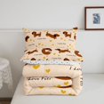 thumbnail image 5 of Homewish Funny Dachshund Dog Queen Comforter Set,I Love Pets Print Comforter Sets Queen,Beige,Yellow Heart Decor,Polkadot Reversible,3-Piece,1 Comforter and 2 Pillowcases, 5 of 7