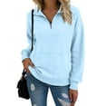 thumbnail image 2 of Women's Solid-color Fashionable Quarter Zip Pullover Casual Long Sleeve Shirts Half Zip Lapel Lightweight Loose Sweatshirts, 2 of 6