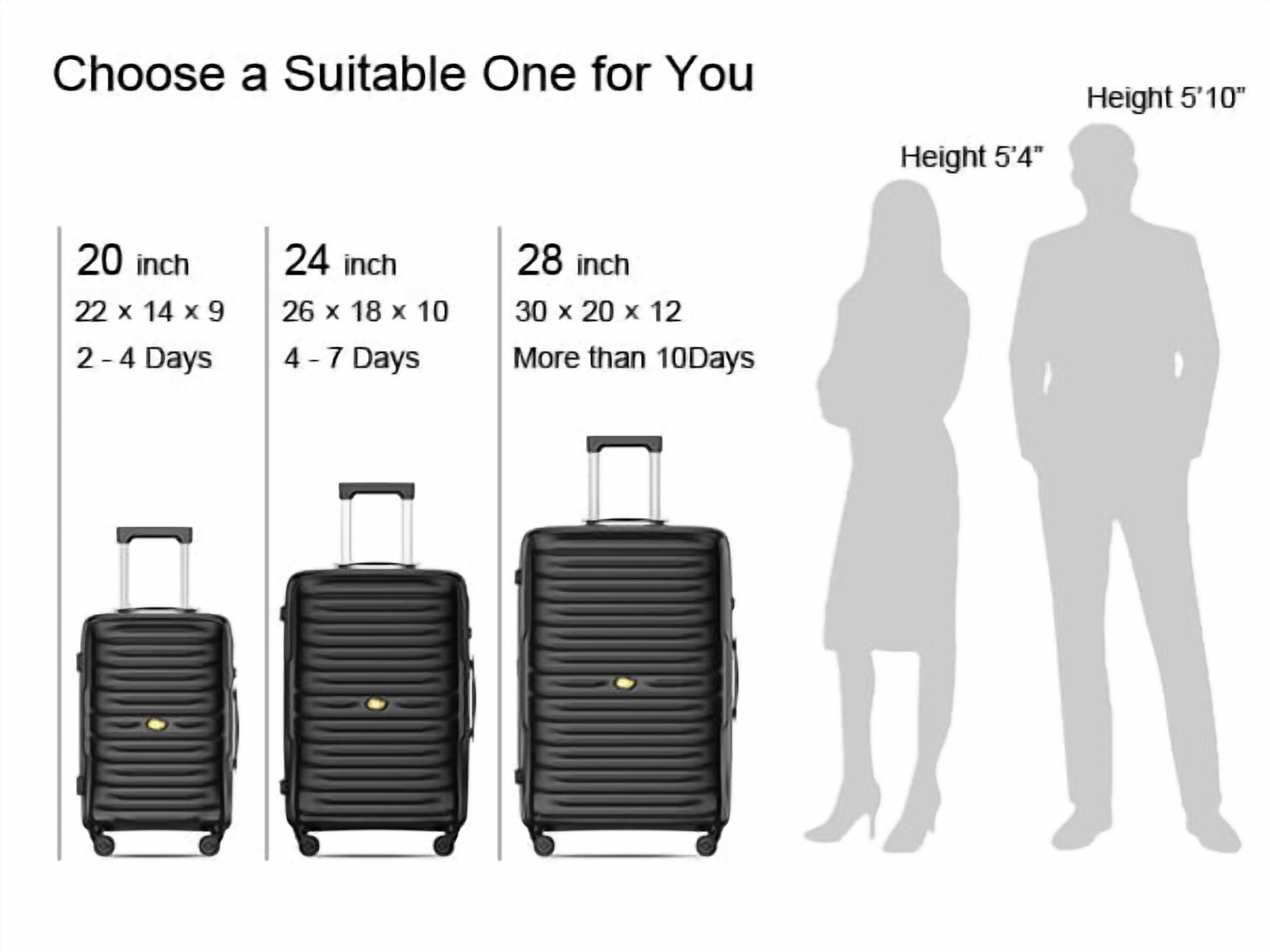 MGOB 3 Piece Luggage Sets, Hardside Suitcase Sets with 360° Spinner Wheels, Lightweight PC Luggage Inside TSA Lock Design for Family Travel Luggage Set