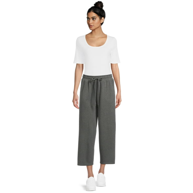 Time and Tru Women's Super Soft Hacci Cropped Wide-Leg Pants Time and Tru Women's Super Soft Hacci Cropped Wide-Leg Pants