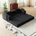 thumbnail image 4 of 72" Convertible Corduroy Sofa Bed,Folding Sleeper Couch with Two Side Storage Pockets & Two Cushions for Living Room,Bedroom,Black, 4 of 7