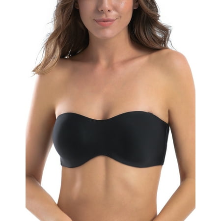 MELENECA Strapless Bra Minimizer with Underwire for Women Black 30C