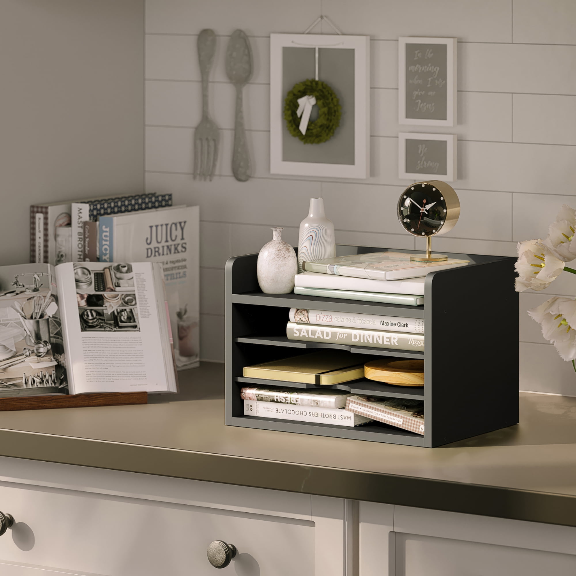 Ballucci 4-Tier Paper Organizer, Office Desk Organizer, Document Mail Sorter, Black