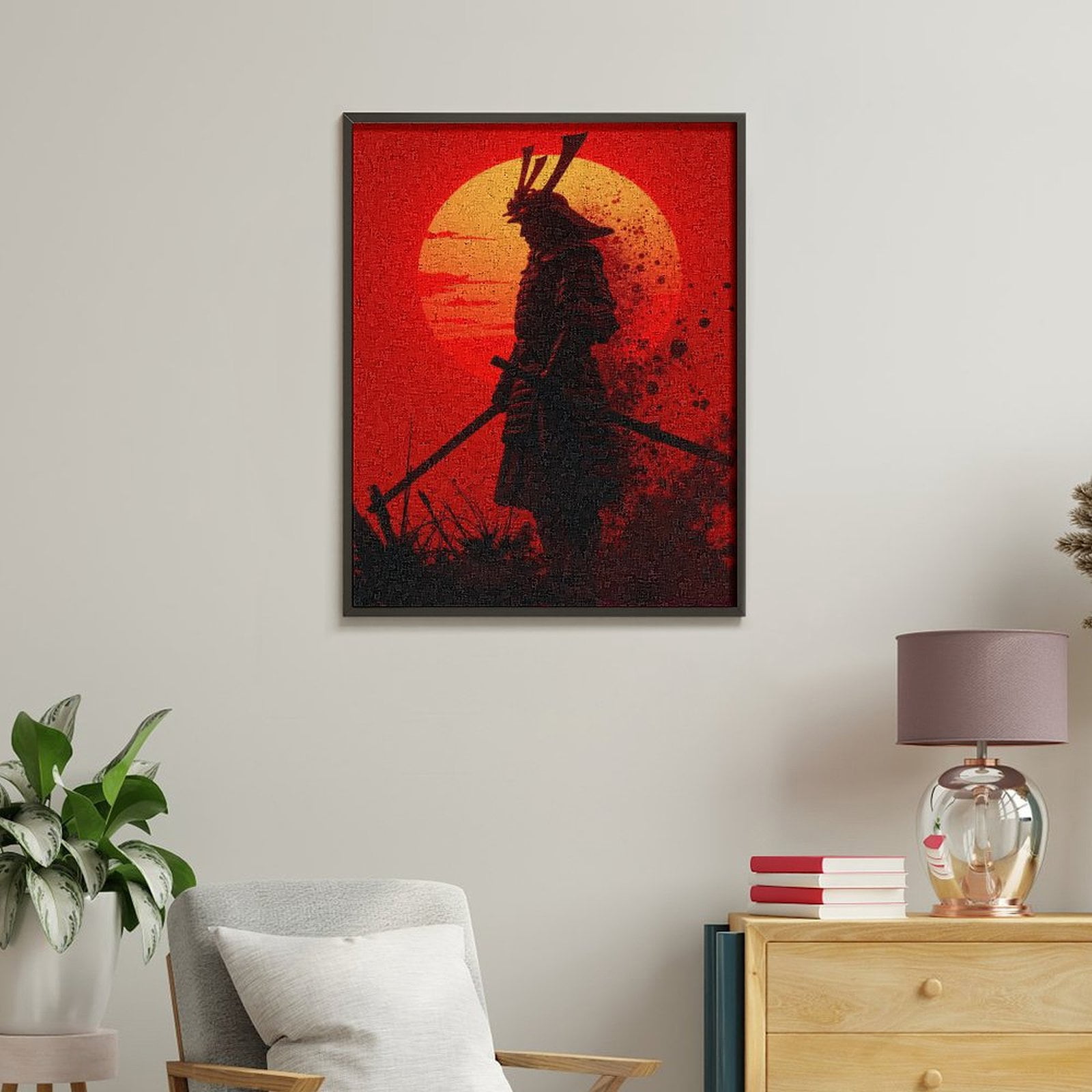 Paint by Numbers Kit for Adults, Samurai With Sword Sunset Background Paint by Numbers, Easy Paint by Numbers Kit for Adults Beginner, DIY Adult Paint by Number Kits on Canvas, Home Decor