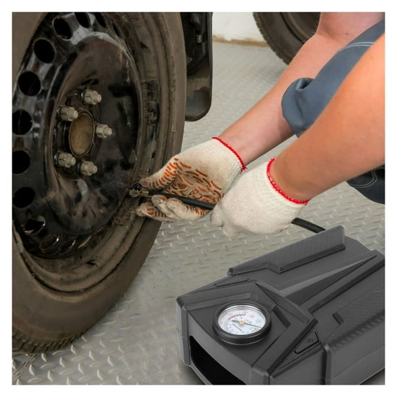 Car Tire Air Pump, Portable Air Compressor 12V DC Tire Inflator with Pointer, for Cars, SUVs, Bikes, Motorcycles & Balls