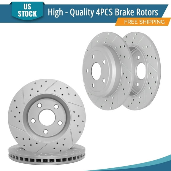 YXPCARS 4PCS Front & Rear Brake Rotors(121.58006, 121.58005), Drilled & Slotted Disc Rotors Kit for Dodge Durango Jeep Grand Cherokee 2011-2020