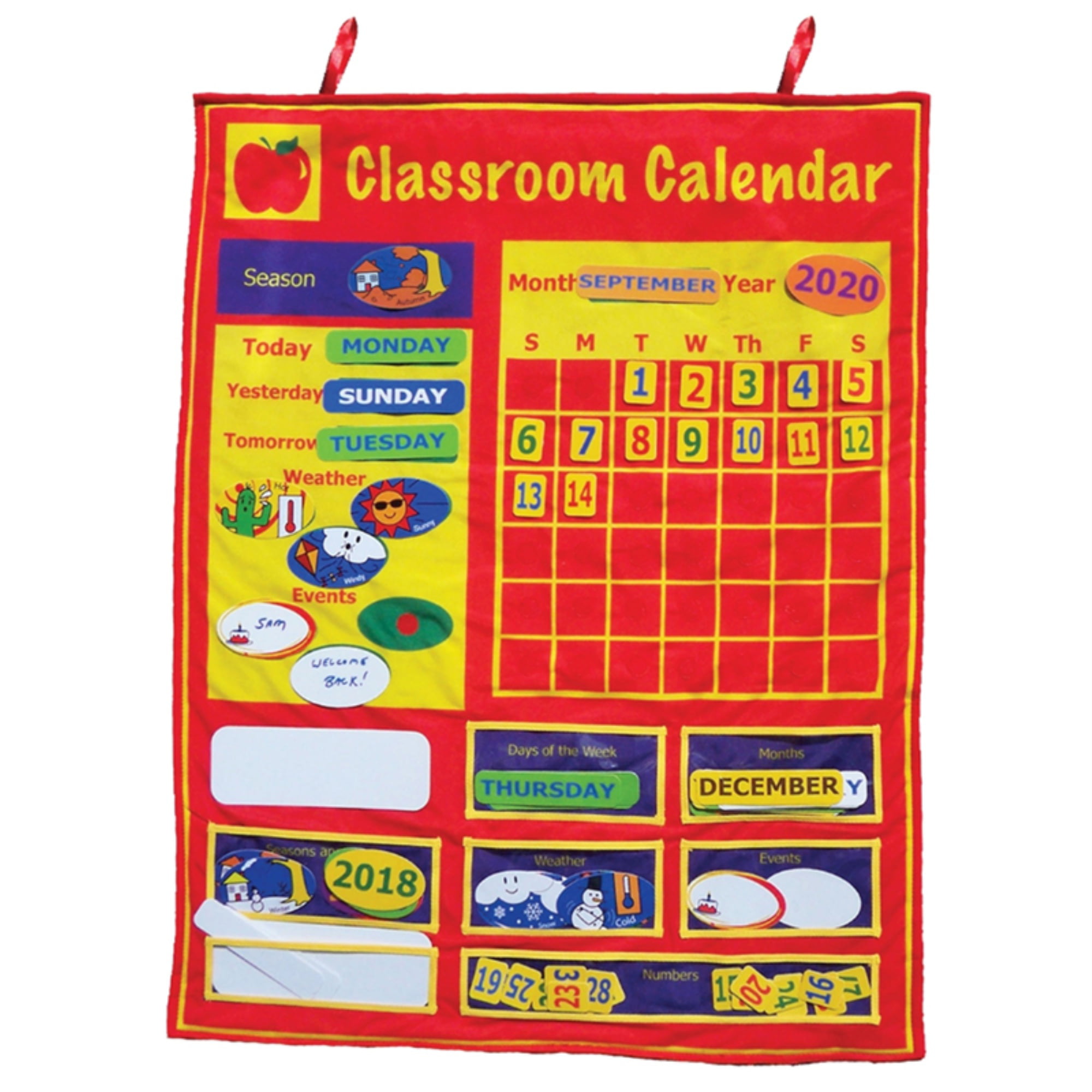 Hanging Learning Calendar w/ Station Creative Children Educational Toys Red 