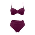 thumbnail image 4 of JIAYUE Women Swimsuit Sets Spaghetti Strap Sweetheart Neck Two Piece Bikini Top With High Waist Bottoms Solid Color Tankini Resort Female Swimwear, 4 of 5