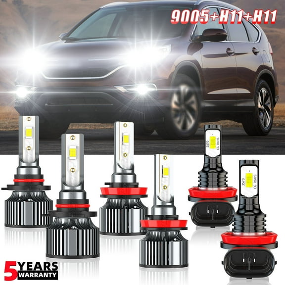 For Honda CR-V 2015 2016 2017 2018 2019 LED Headlight High Low Beam Fog Light Bulbs Kit 6000K White