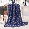 thumbnail image 2 of Dark Blue Sun Moon Cloud Planet Pattern Blanket,Comfortable Soft Lamb Wool Throw Blanket,All Season,Warm Lightweight Blankets for Sofa Bed Couch Living Room Chair,50"x60", 2 of 4
