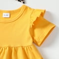 thumbnail image 6 of 18 Months Baby Girls Clothes 24 Months Girls 3PCS Floral Outfits Set Sunflower Print Toddler Girls Short Sleeve Top Pants Set with Headband Yellow, 6 of 7