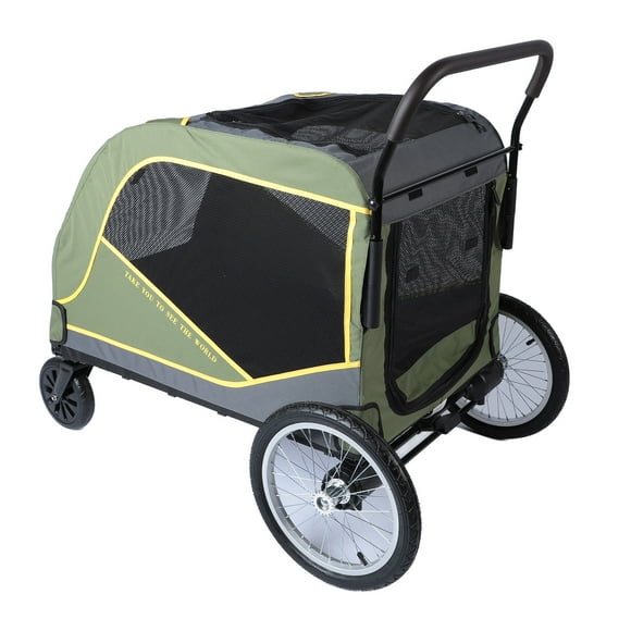 Large Dog Stroller, 4 Wheel Foldable Pet Stroller with 5 Sided Breathable Window, Dog Carts with 4 Wheels, 80kg Load Capacity, Extra Large Pet Stroller for Outdoor Travel