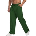 thumbnail image 2 of Men's Lightweight Sweatpants Cotton Yoga Pants Baggy Sweat Drawstring Elastic Waist Pants Open Bottom Lounge Jogger Sweatpants with Pockets Dark Green XXXL, 2 of 6