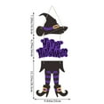 thumbnail image 6 of Witch Legs Door Decor - Halloween Hanging Sign Playful Witch Hat Cutout Party Wall Decoration Spooky Porch Accent Festive Gift(Purple), 6 of 6