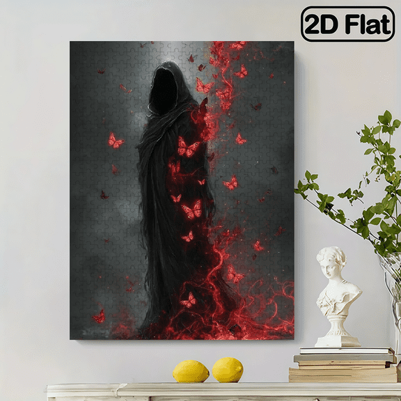 500pcs Adult Jigsaw Puzzle, Large Size 27.56x15 Inches, Dark Butterfly Art Puzzle, Perfect for DIY Creative Fun with Family and Friends. An Ideal Stress-relief Gift for Birthdays or Holidaysan Int