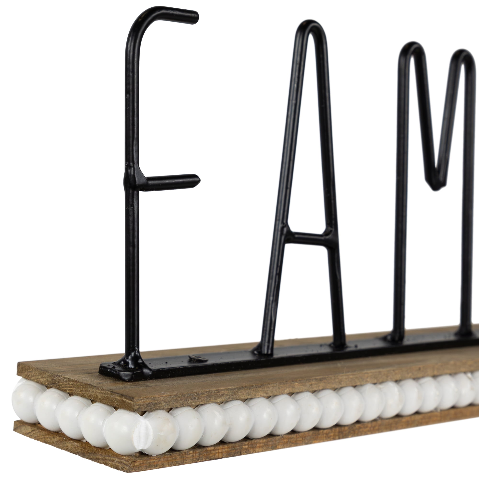 Northlight Metal "Family" Wood and Bead Decoration - 11.5"