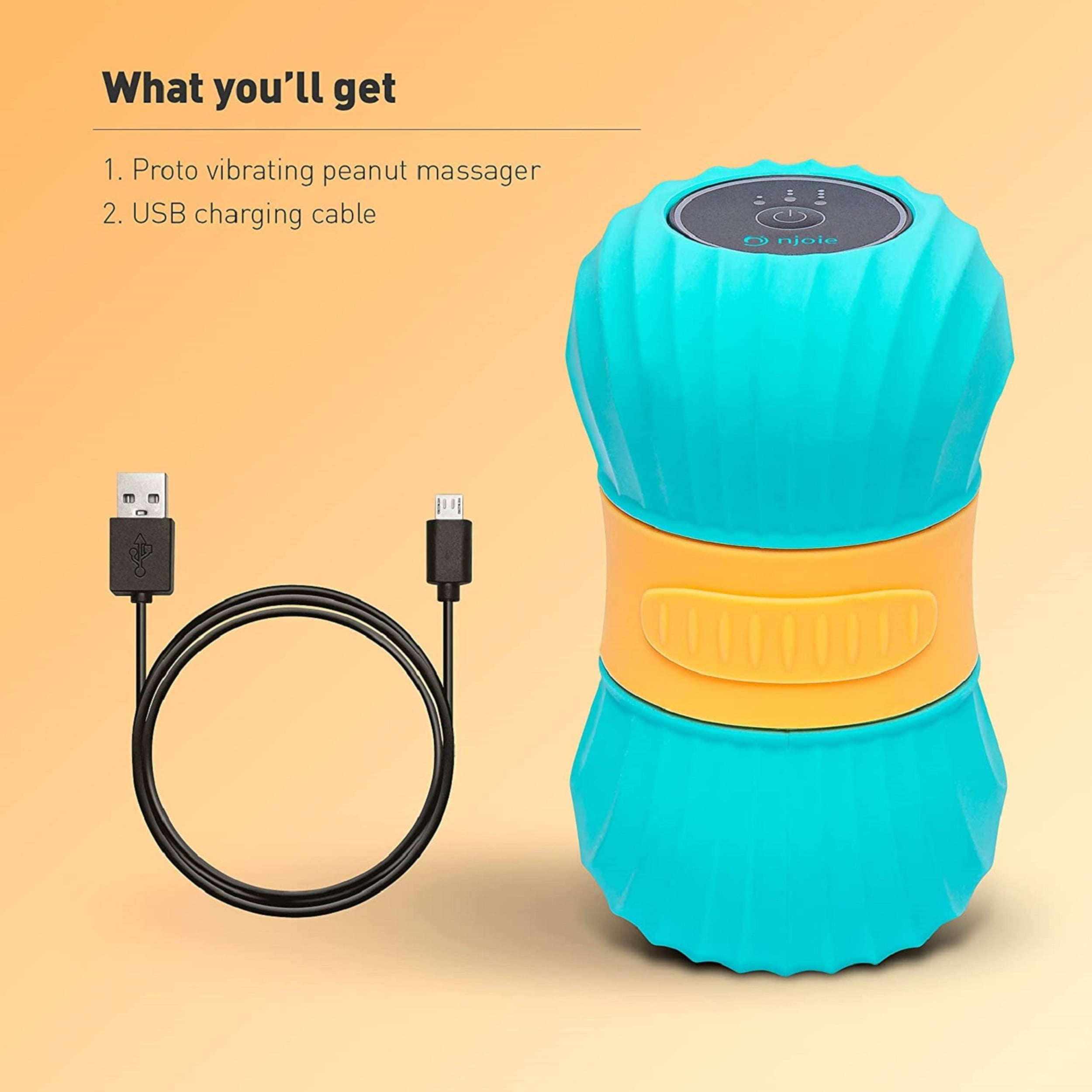Njoie PROTO Vibrating Peanut Massage Roller – Muscle Recovery Pain Relief Therapy - Gray