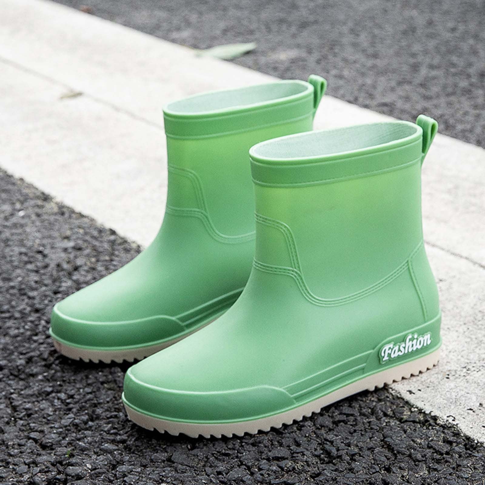 Dpityserensio Women's Fashion Casual Spring And Summer Japanese Style Rainy Day Wear Solid Color Waterproof Non-Slip Mid-Tube Rain Boots